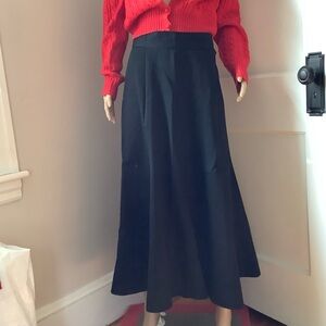 Vintage Black Wool Maxi Skirt Made in Italy, Crazy Horse, size 10